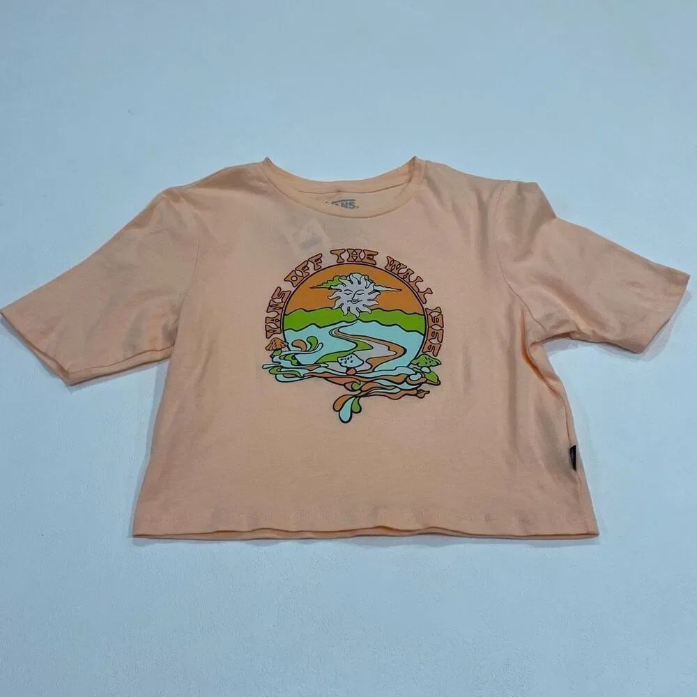 Vans NWT XS Peach Graphic Tee | Surf Sun Retro Off The Wall T-Shirt